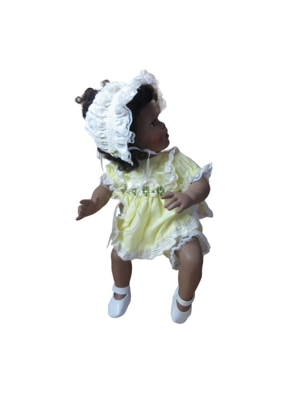 Musical African American 12" Porcelain Laying Doll - Plays Hush Little Baby